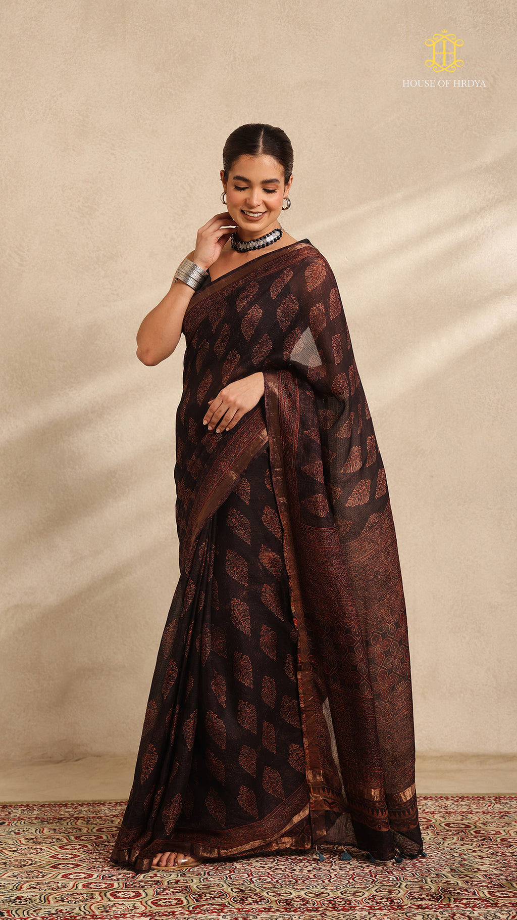 Ajrakh Kota Silk Saree