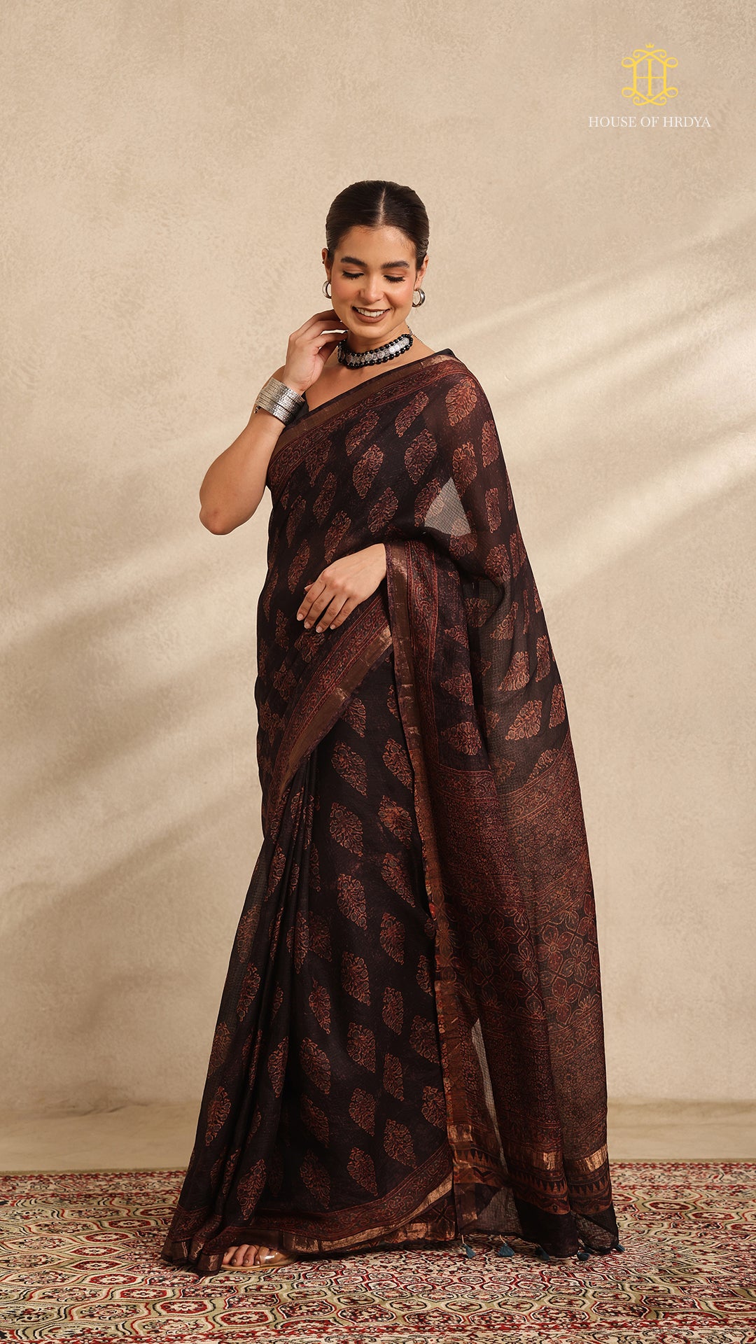 Ajrakh Kota Silk Saree