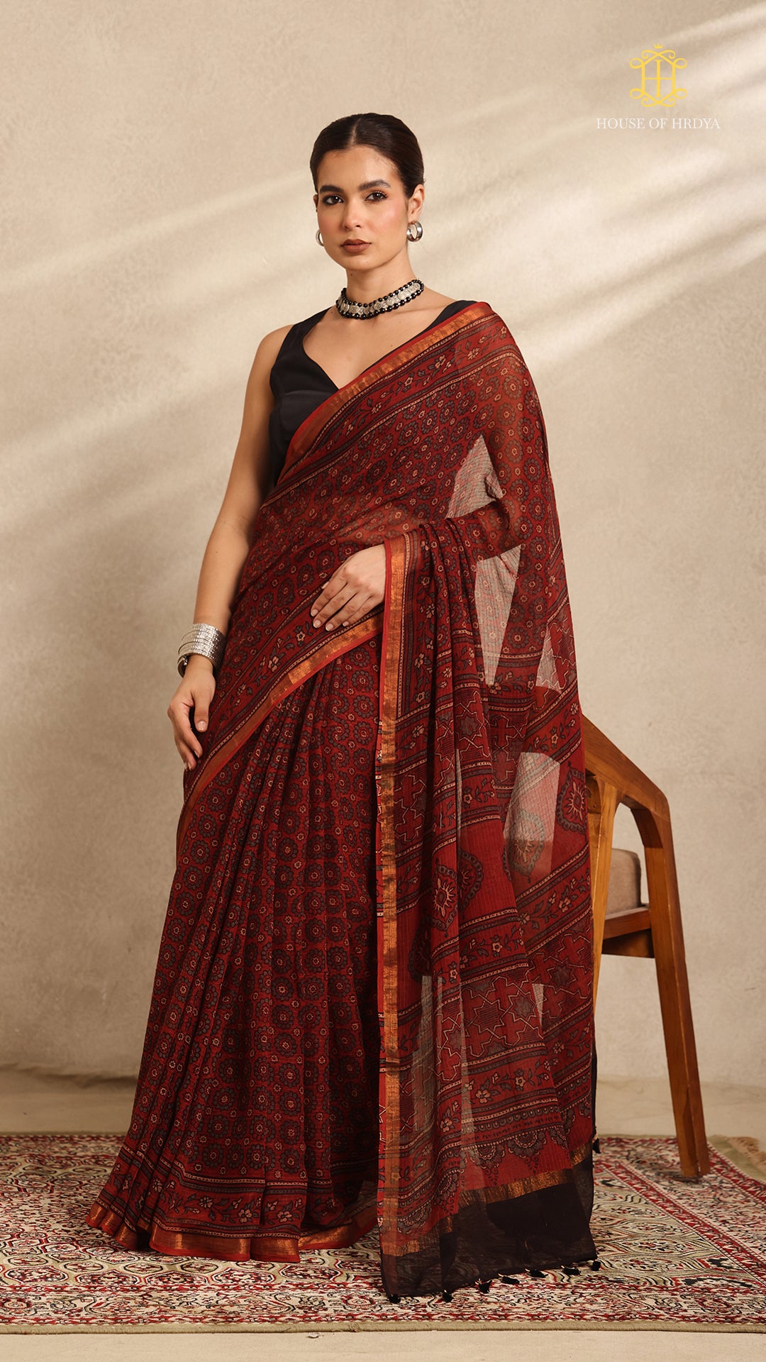 Ajrakh Kota Doria Saree