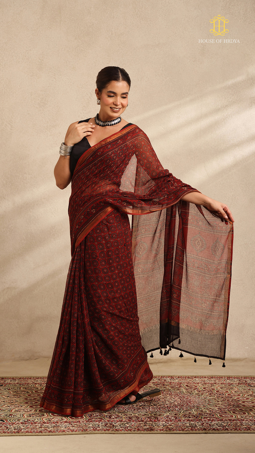 Ajrakh Kota Doria Saree