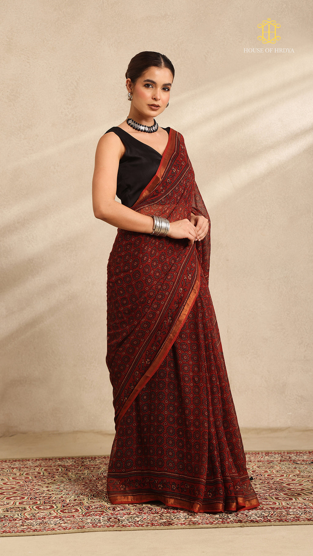 Ajrakh Kota Doria Saree