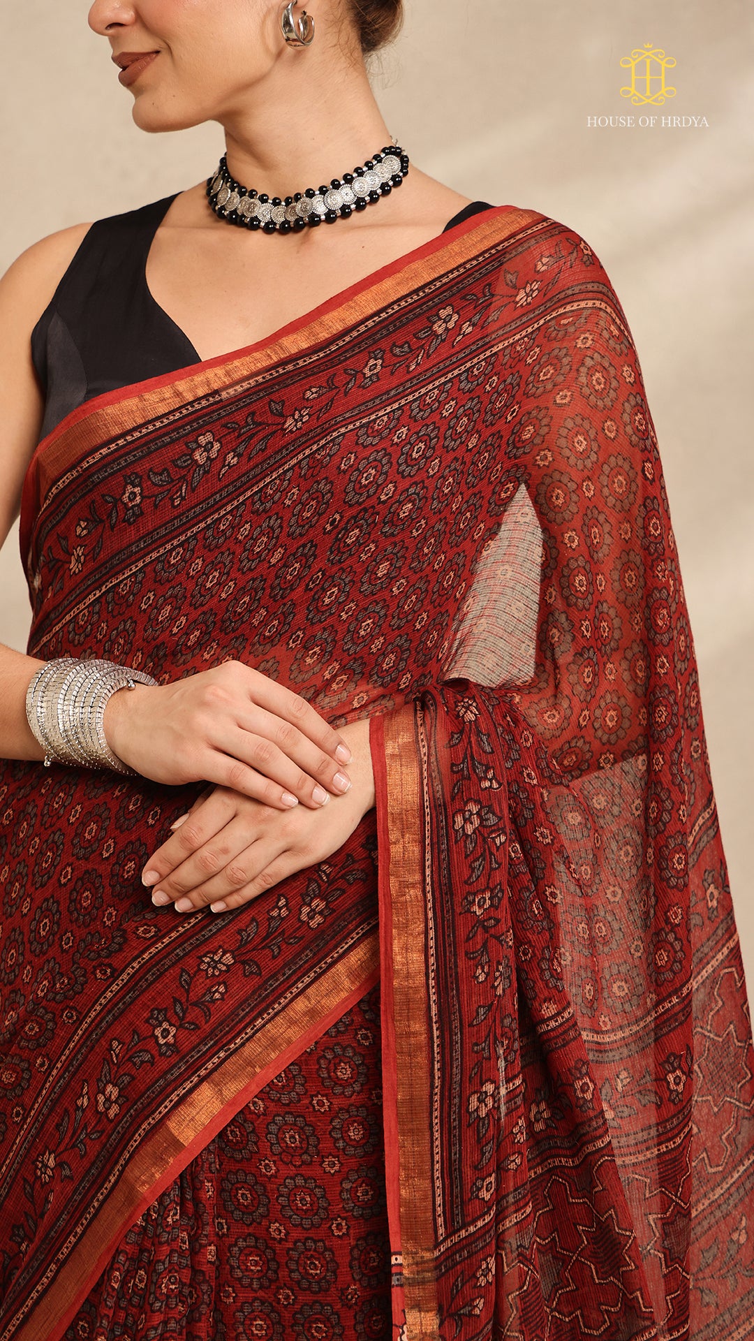 Ajrakh Kota Doria Saree