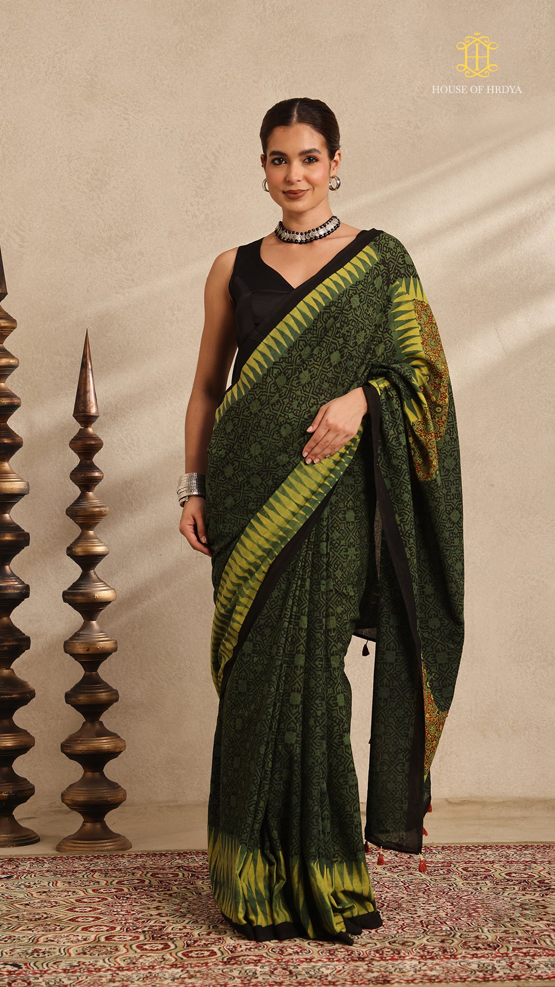 Ajrakh Mul Cotton Saree Main image