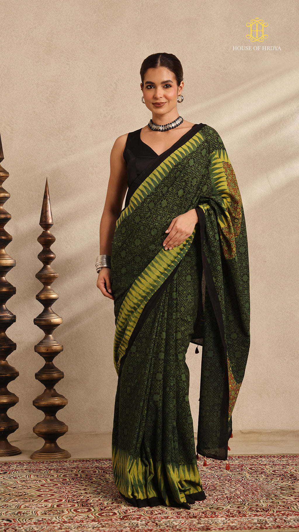 Ajrakh Mul Cotton Saree