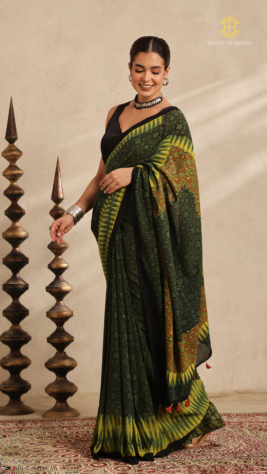 Ajrakh Mul Cotton Saree