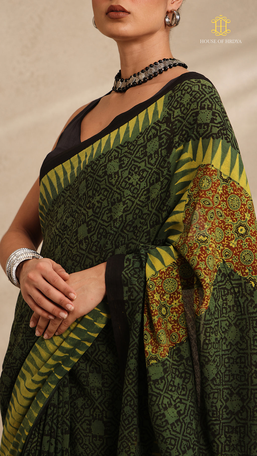Ajrakh Mul Cotton Saree