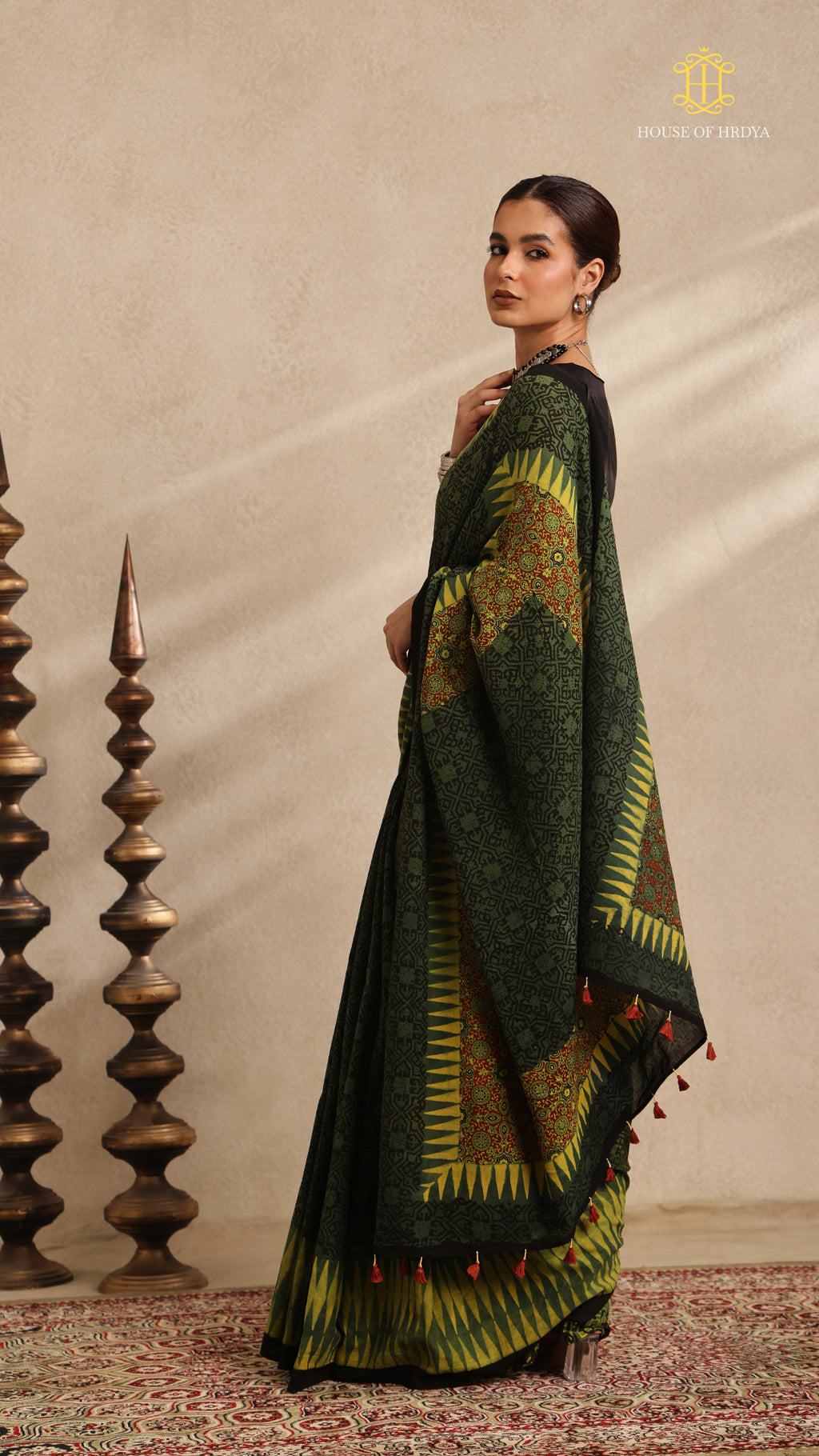 Ajrakh Mul Cotton Saree