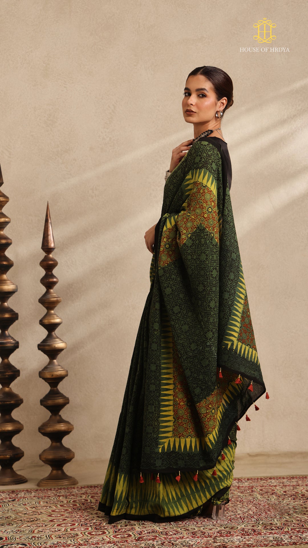 Ajrakh Mul Cotton Saree