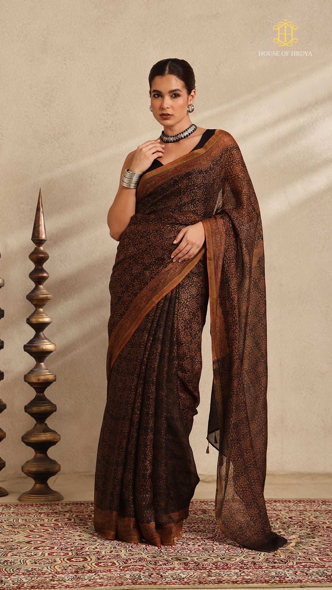 Ajrakh Kota Silk Saree Main image