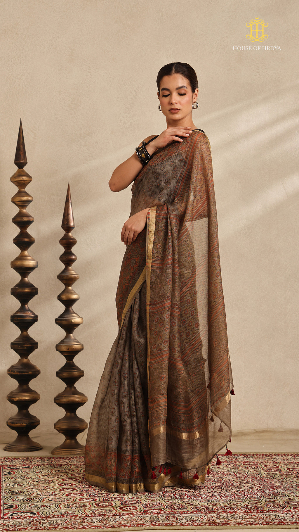 Ajrakh Kota Silk Saree