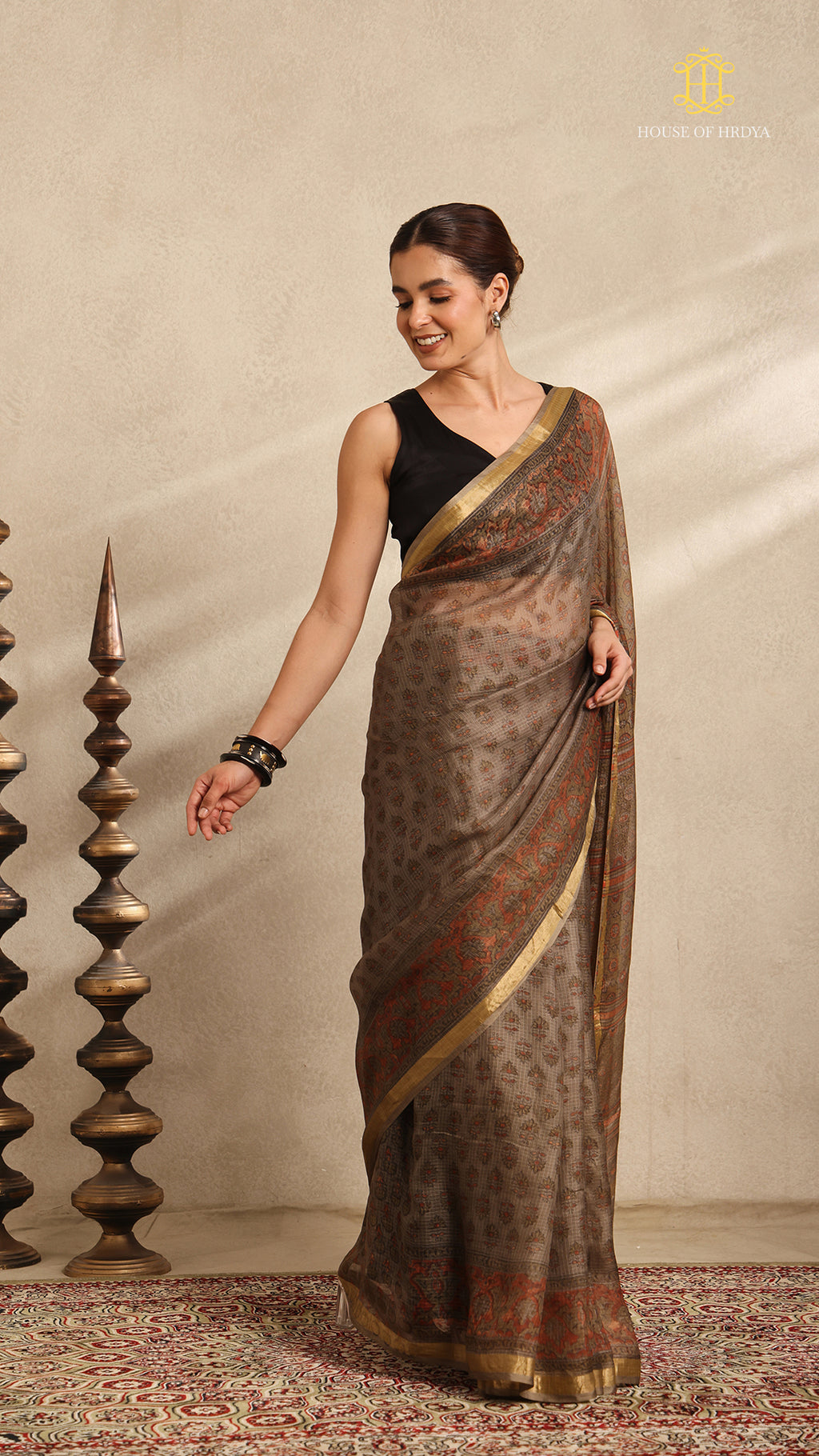 Ajrakh Kota Silk Saree