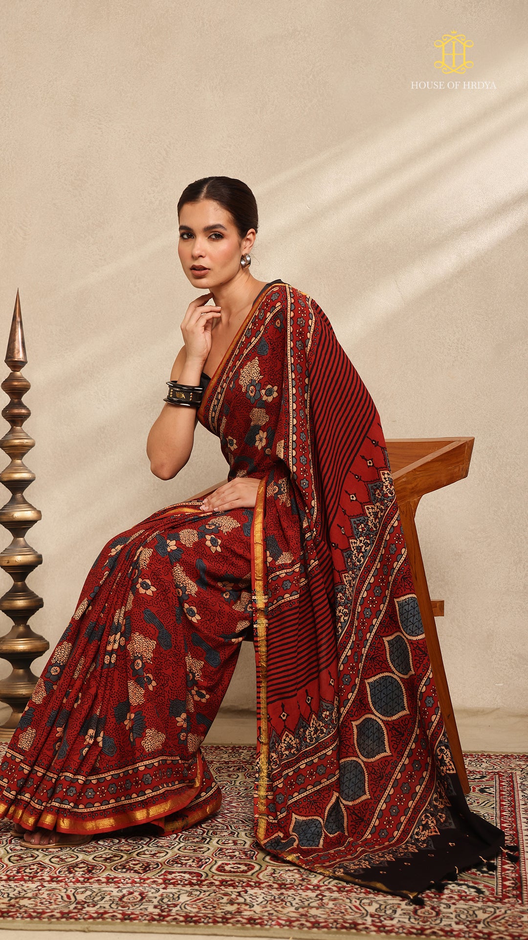 Ajrakh Mul Cotton Saree Main image