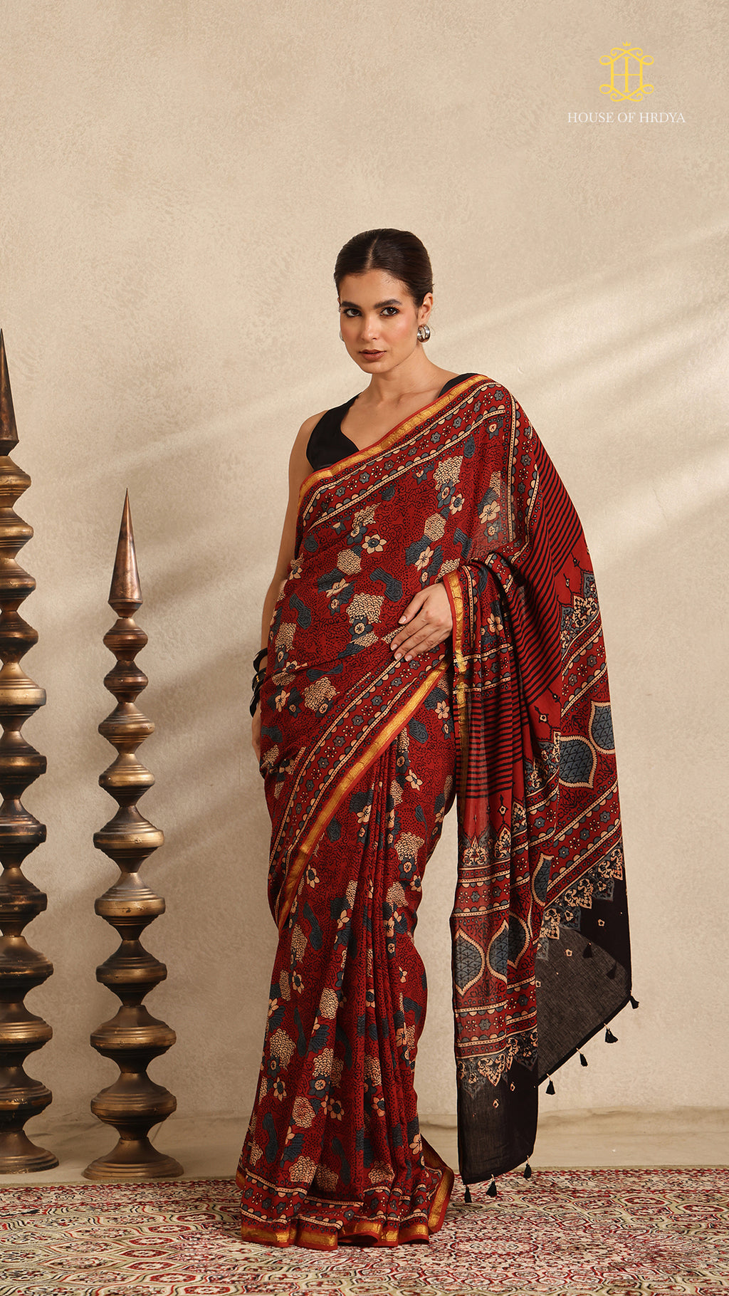 Ajrakh Mul Cotton Saree