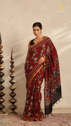 Ajrakh Mul Cotton Saree