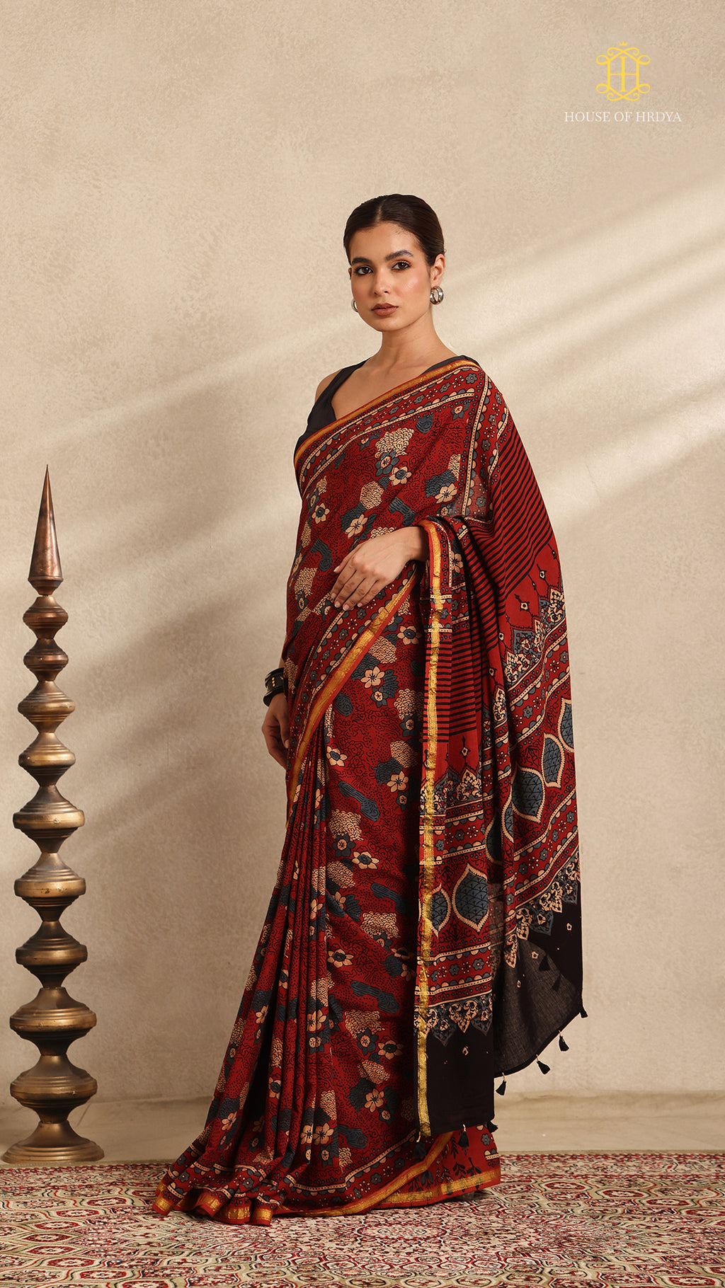 Ajrakh Mul Cotton Saree