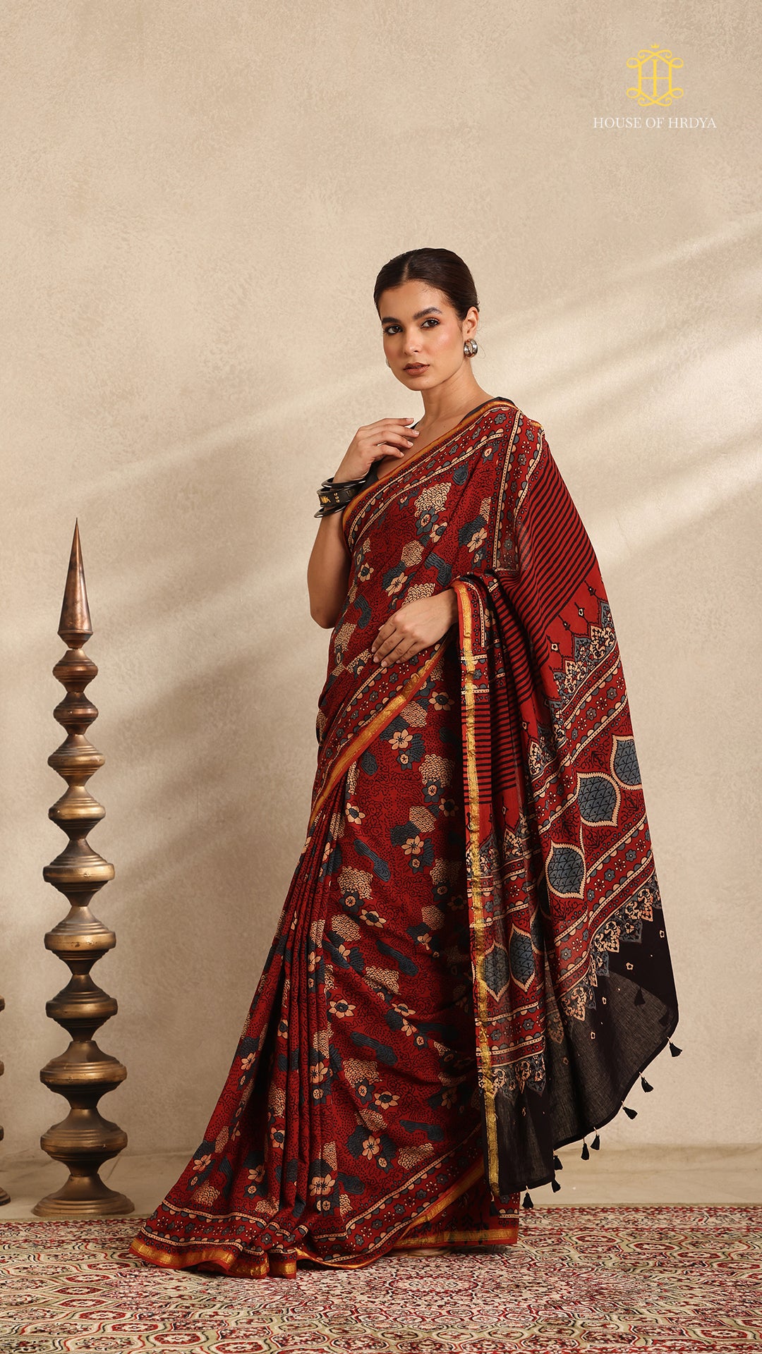 Ajrakh Mul Cotton Saree
