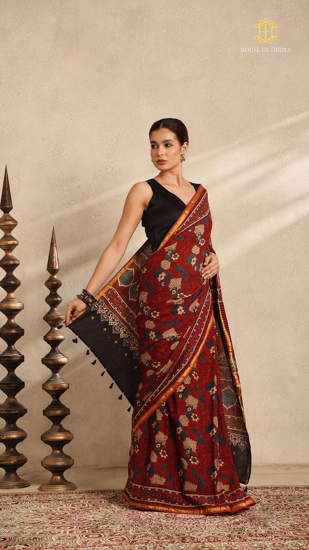 Ajrakh Mul Cotton Saree