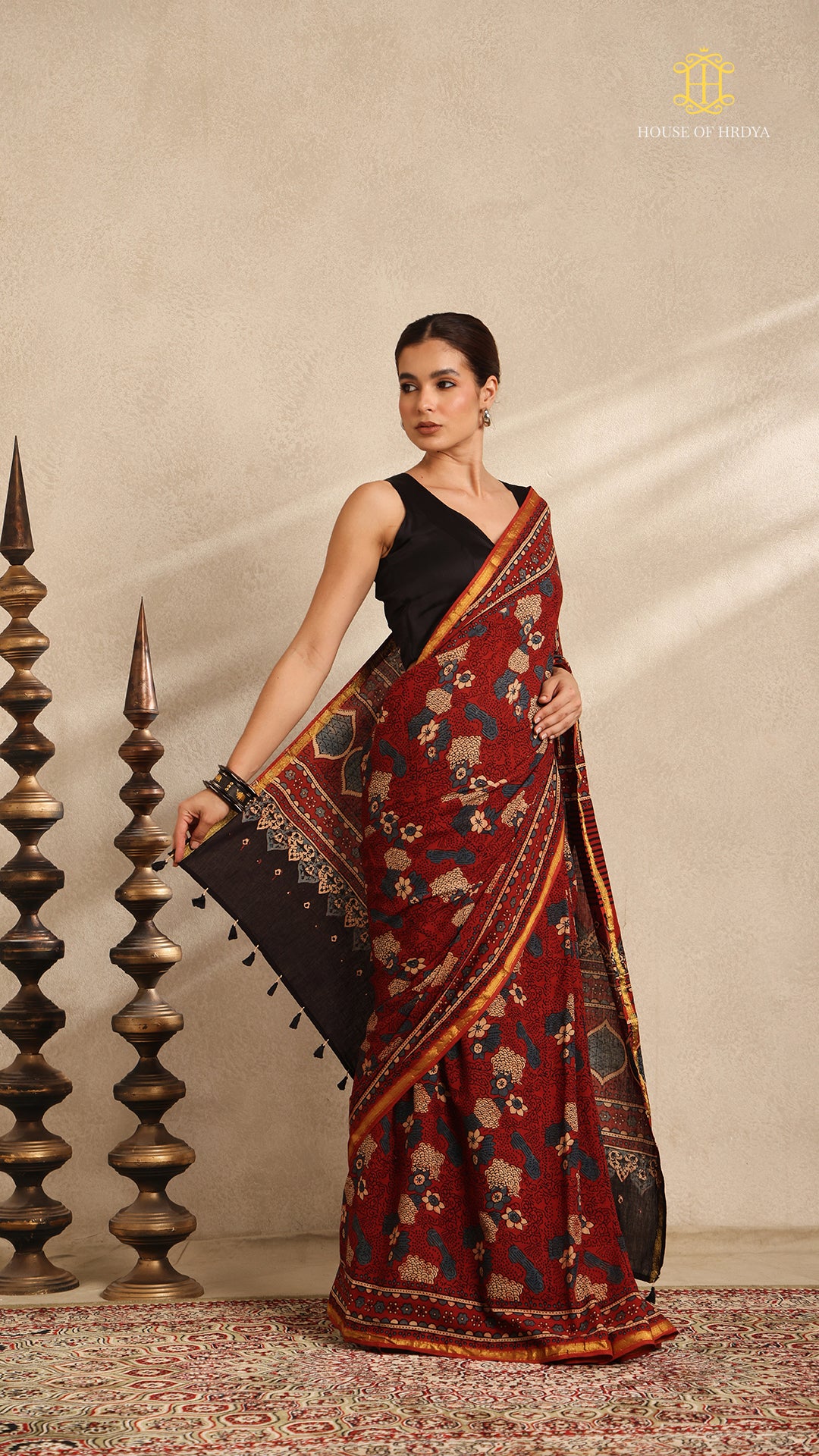 Ajrakh Mul Cotton Saree