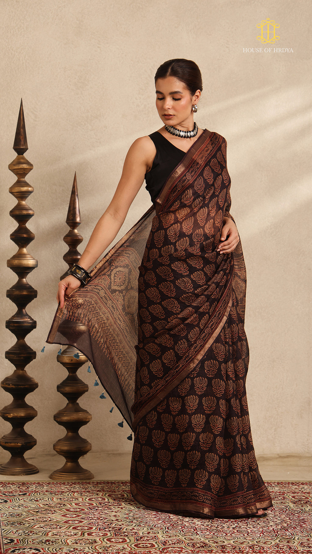 Ajrakh Kota Silk Saree
