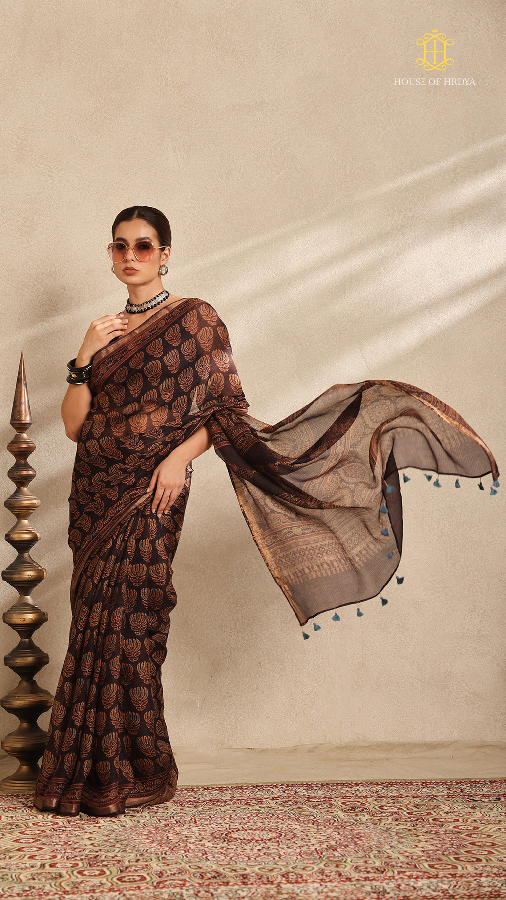 Ajrakh Kota Silk Saree