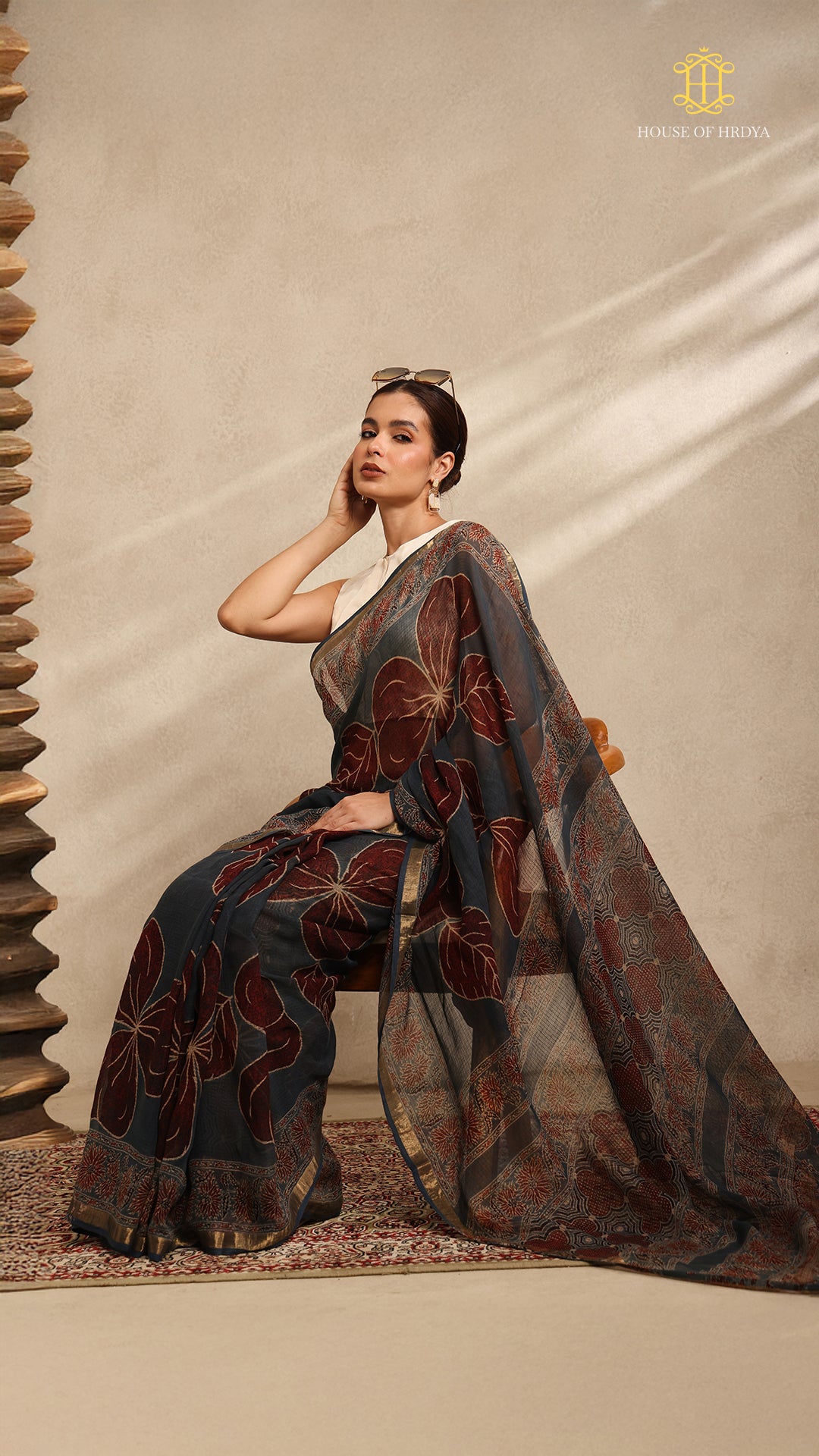 Ajrakh Kota Doria Saree Main image