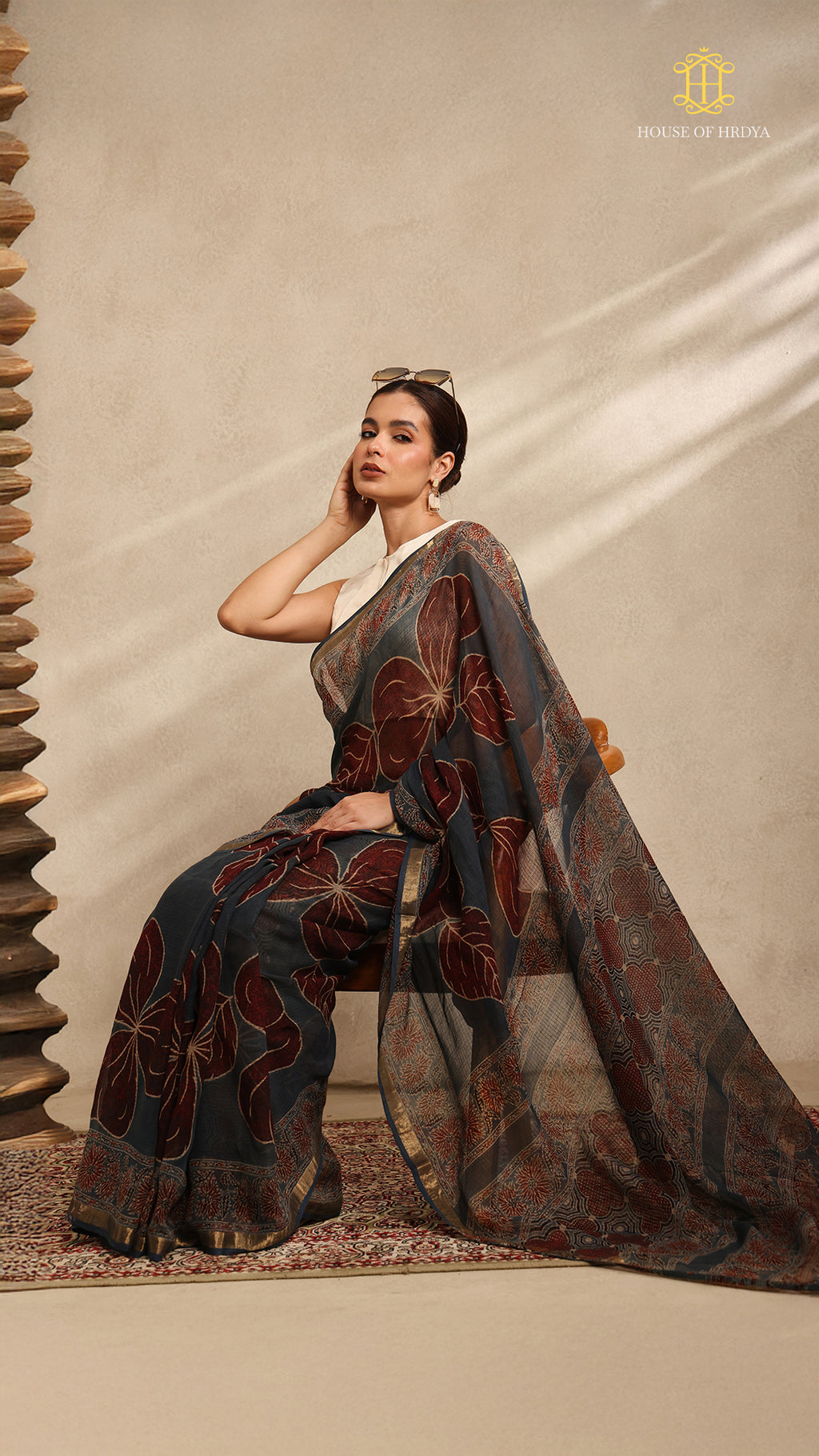 Ajrakh Kota Doria Saree