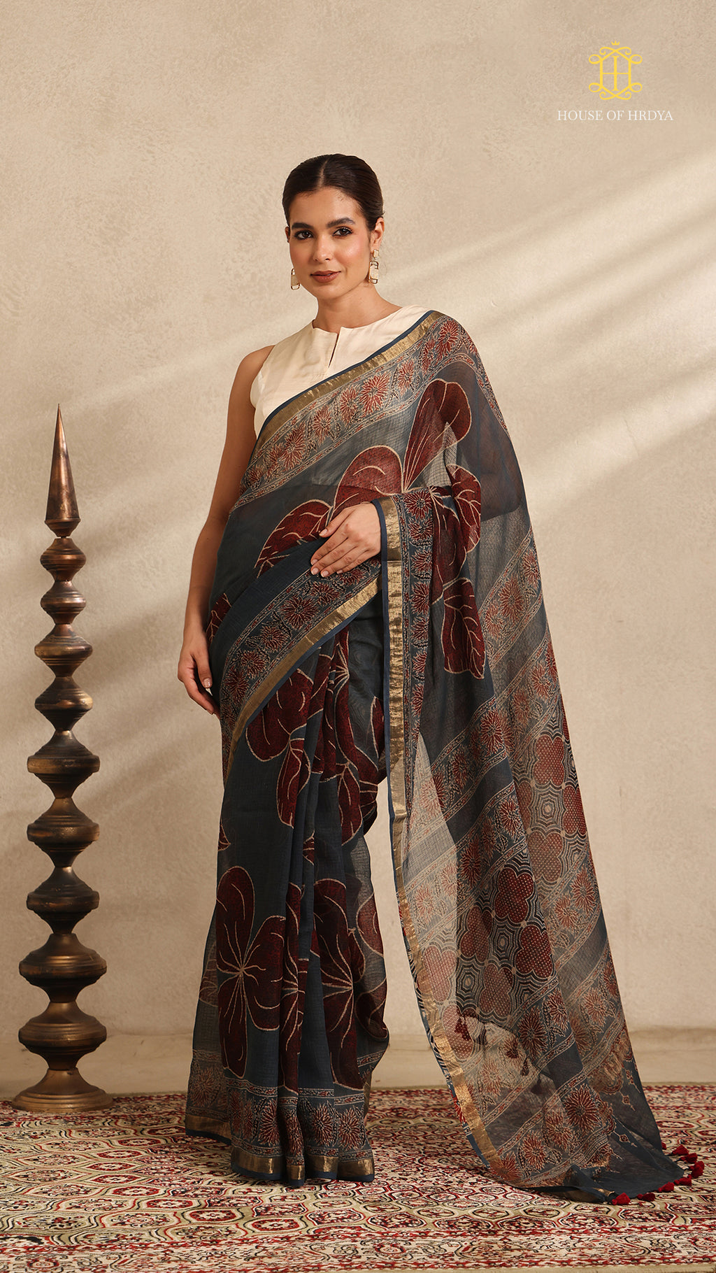 Ajrakh Kota Doria Saree