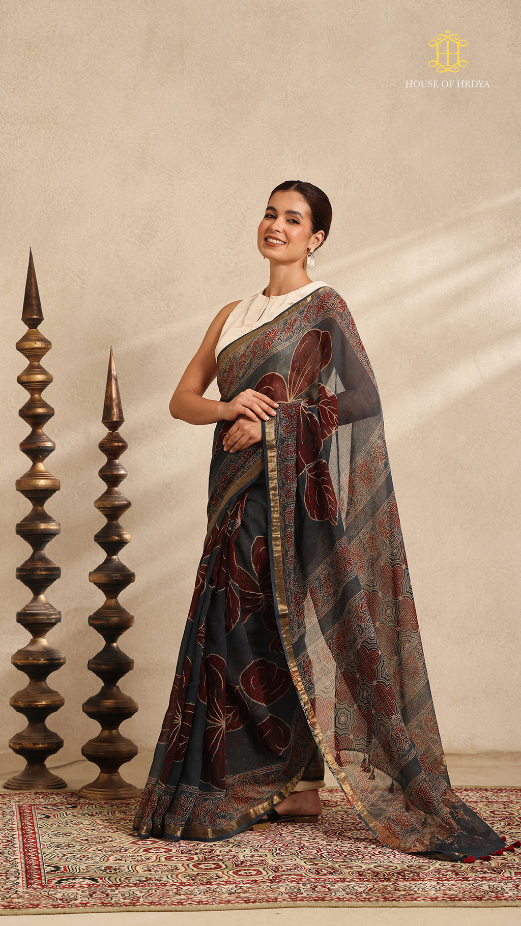 Ajrakh Kota Doria Saree