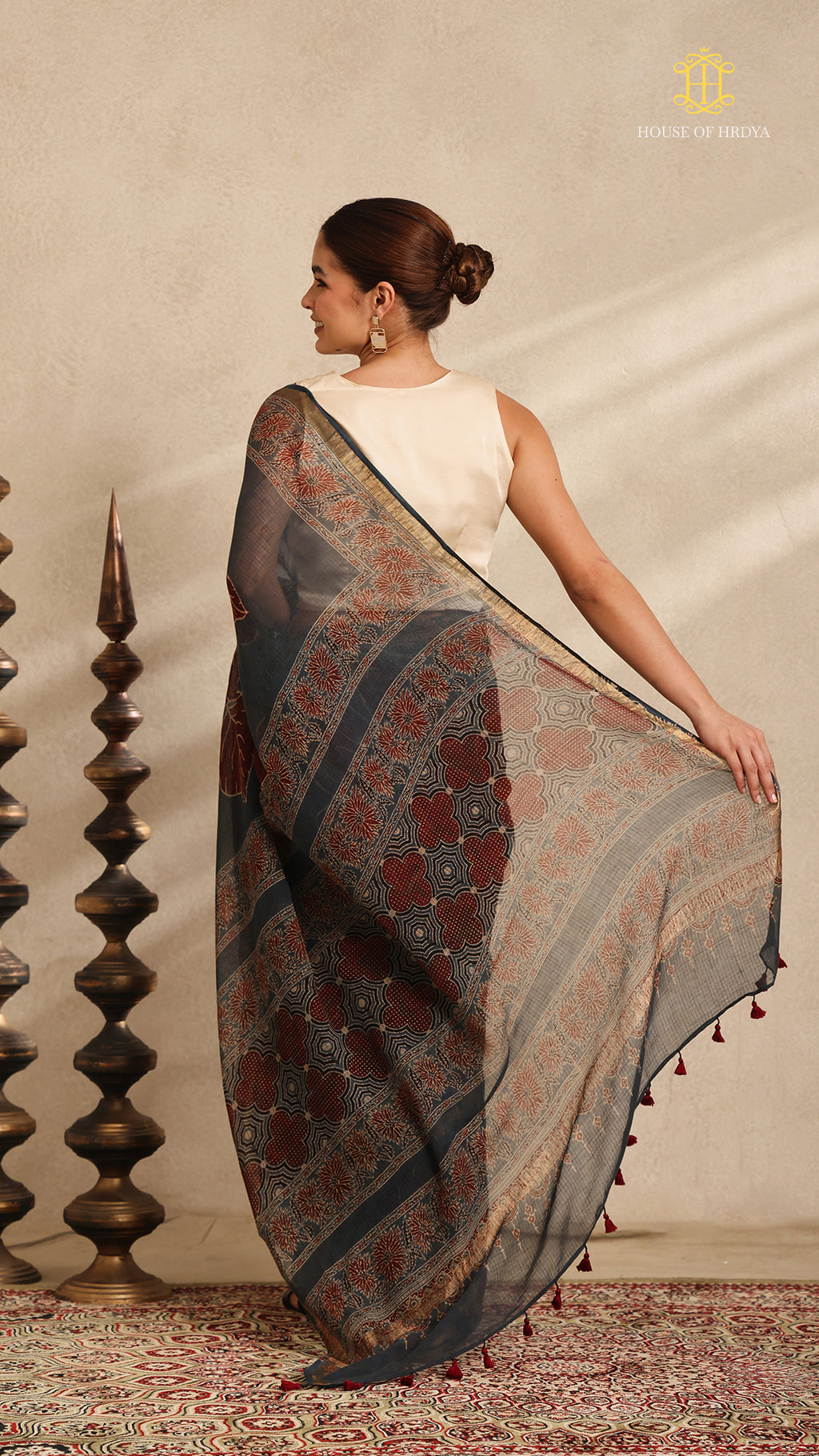 Ajrakh Kota Doria Saree