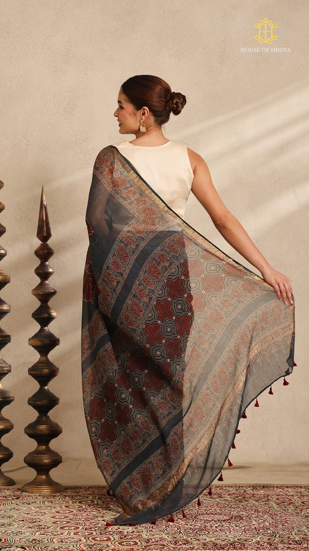 Ajrakh Kota Doria Saree