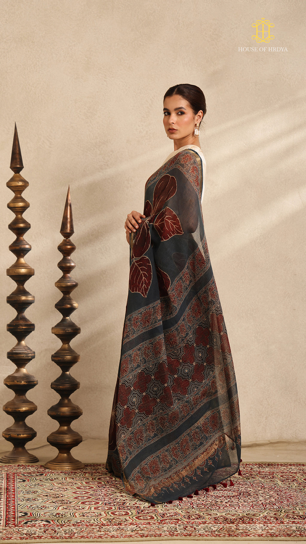 Ajrakh Kota Doria Saree