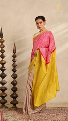 Shibori Yellow Grey Ombre Shoulder Red Pattern