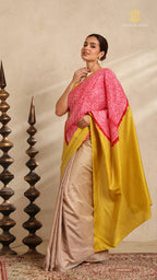 Shibori Yellow Grey Ombre Shoulder Red Pattern
