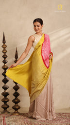 Shibori Yellow Grey Ombre Shoulder Red Pattern