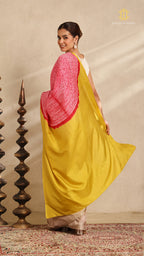 Shibori Yellow Grey Ombre Shoulder Red Pattern