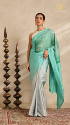 Shibori Ombre Blue Shoulder Pattern