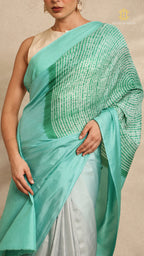 Shibori Ombre Blue Shoulder Pattern