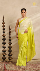 Shibori Yellow Ombre Shoulder White Pattern