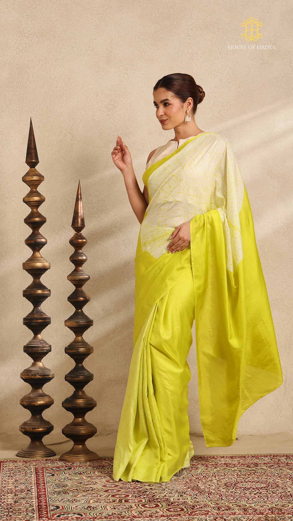 Shibori Yellow Ombre Shoulder White Pattern