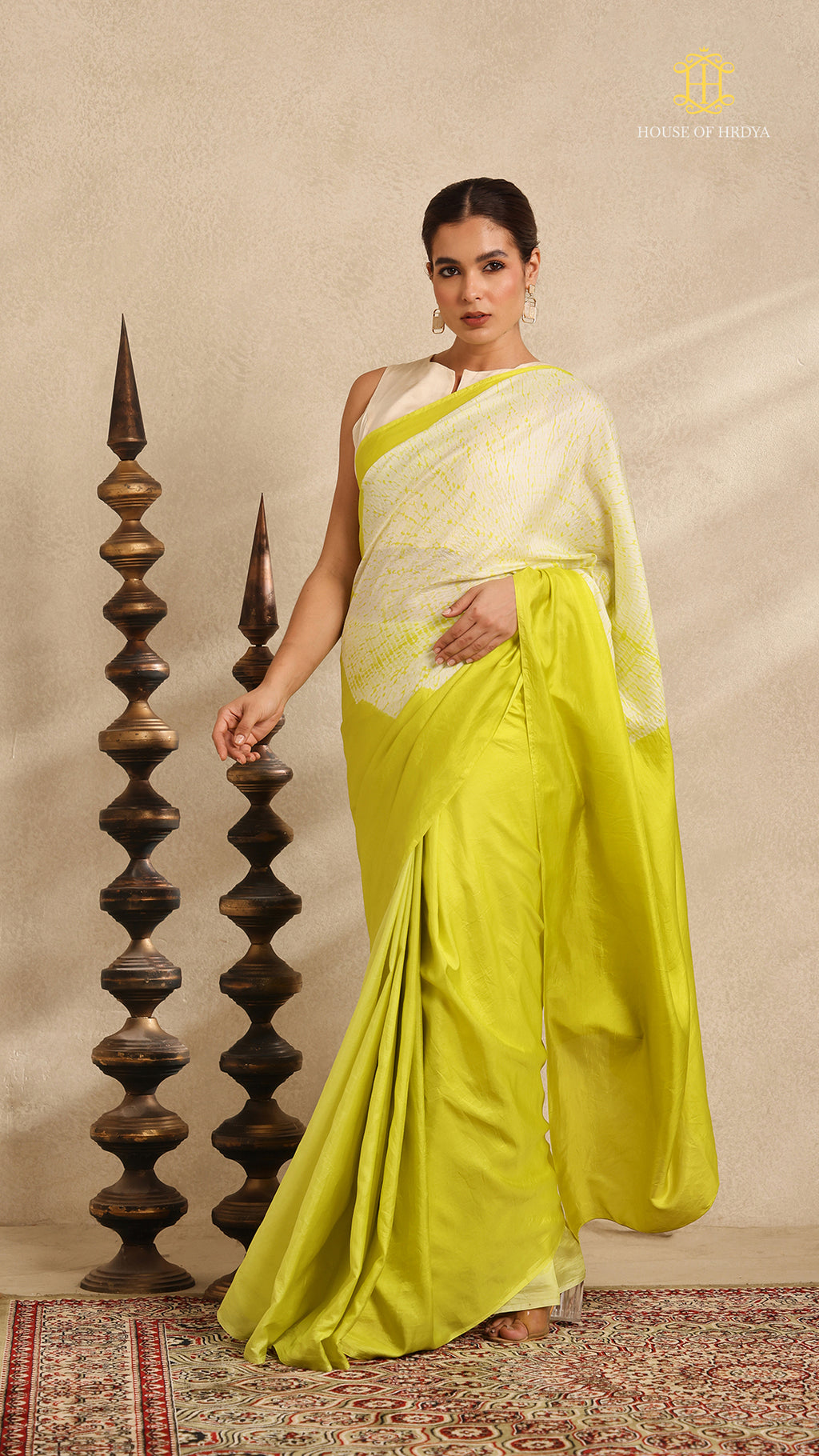 Shibori Yellow Ombre Shoulder White Pattern