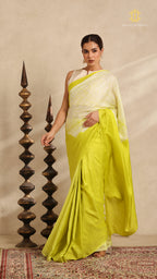 Shibori Yellow Ombre Shoulder White Pattern