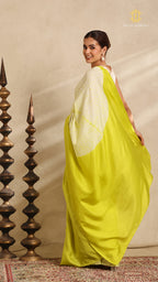 Shibori Yellow Ombre Shoulder White Pattern