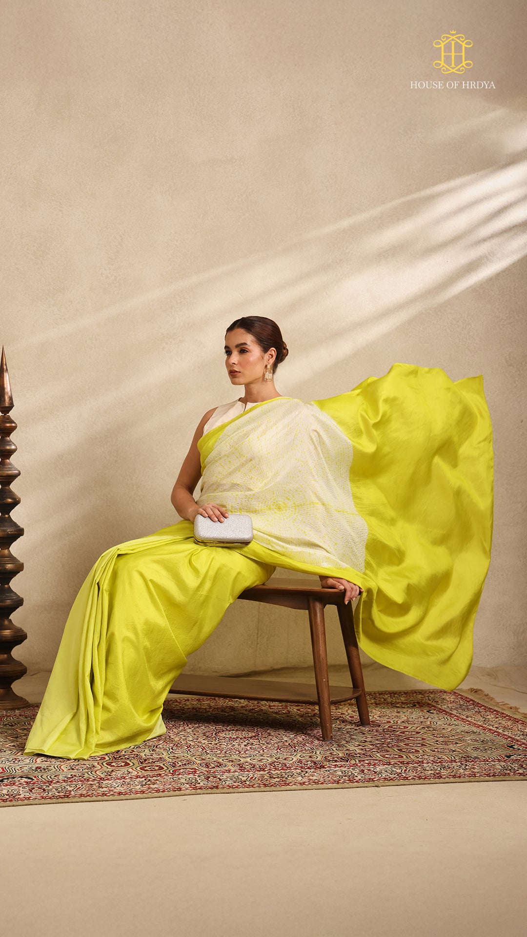 Shibori Yellow Ombre Shoulder White Pattern