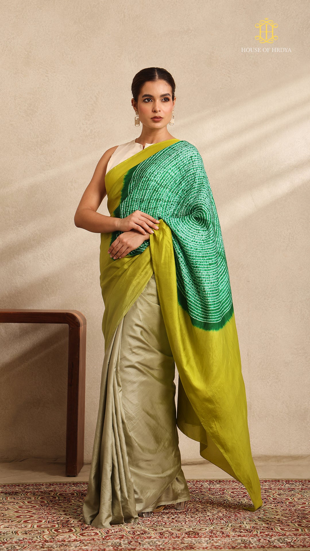 Shibori Green Ombre Shoulder Pattern