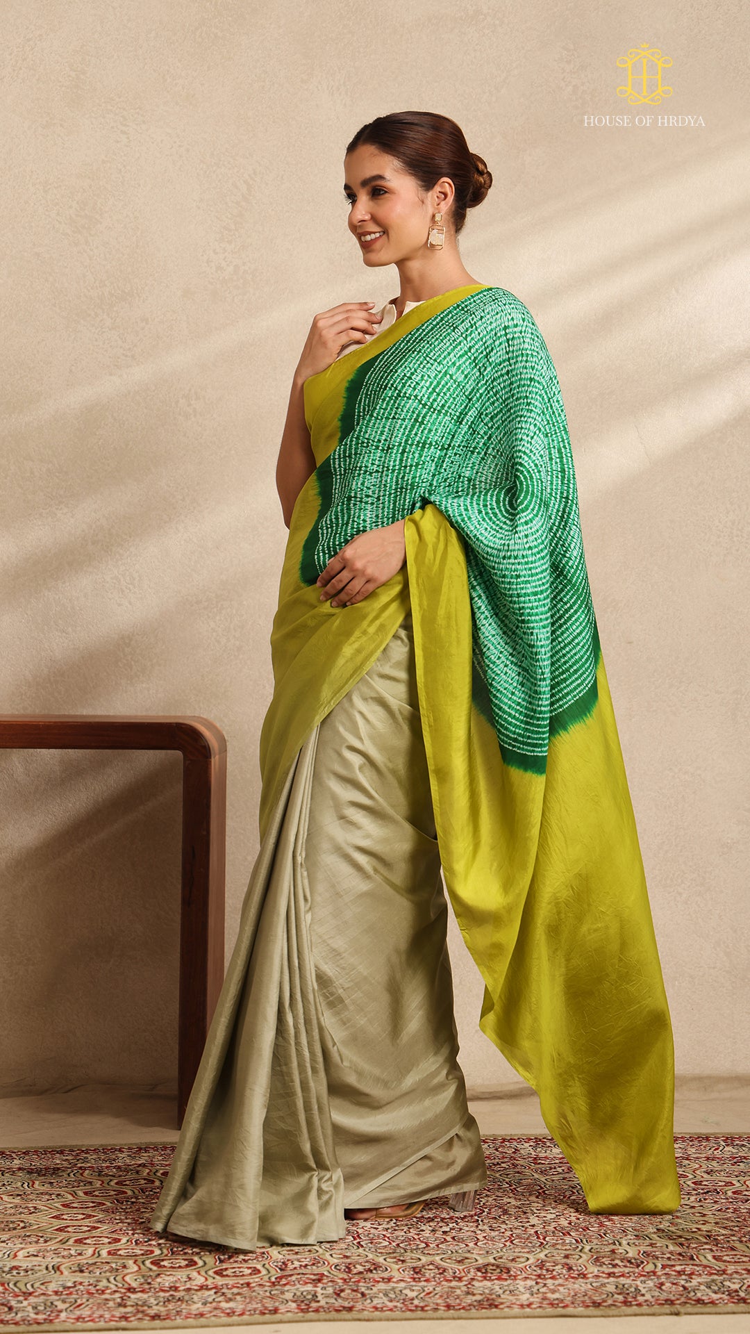 Shibori Green Ombre Shoulder Pattern