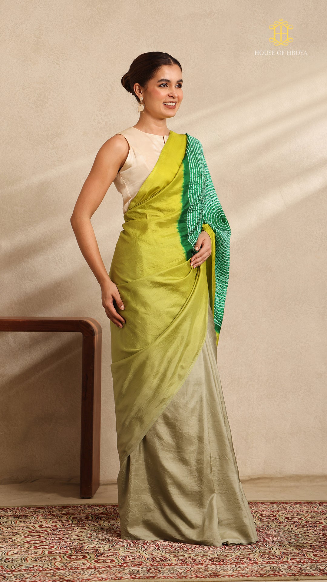 Shibori Green Ombre Shoulder Pattern