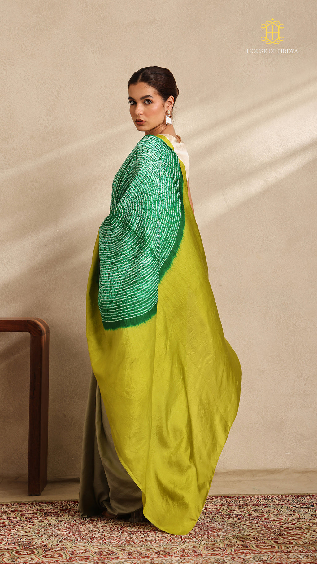 Shibori Green Ombre Shoulder Pattern