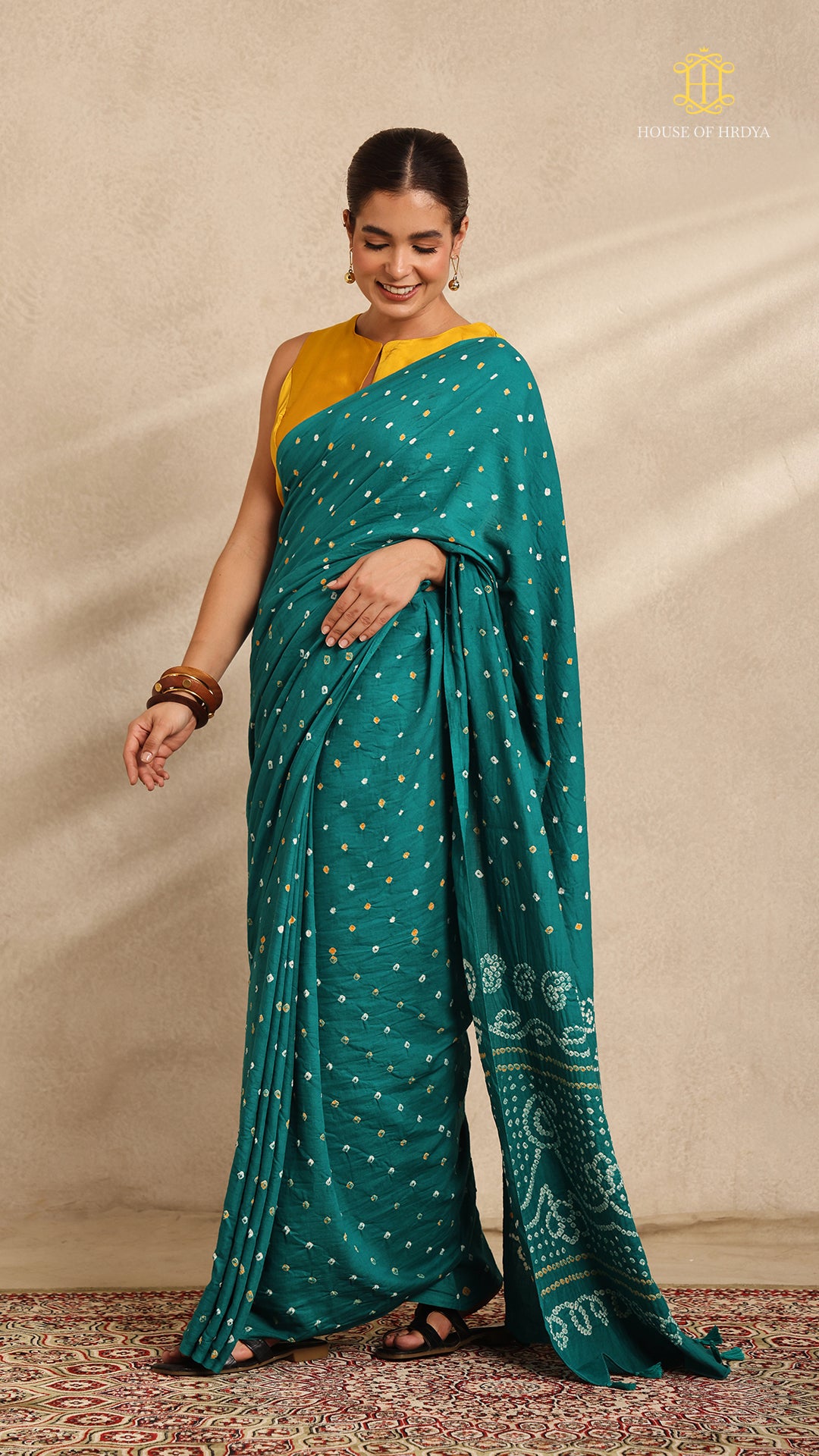 Baandh Teal Cotton Saree Main image