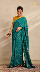 Baandh Teal Cotton Saree