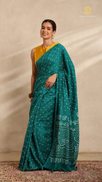 Baandh Teal Cotton Saree
